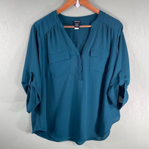 Torrid Teal Blouse - Picture 1 of 10